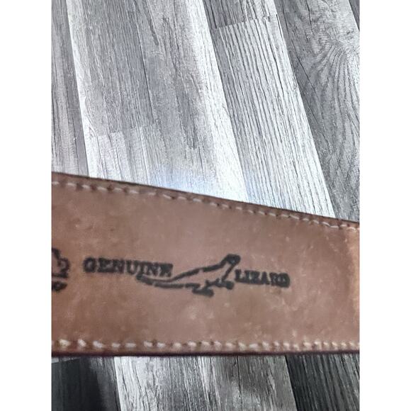 Vintage NOCONA buckle belt 44 brown GENUINE LIZARD reptile WESTERN cowboy rodeo - Picture 3 of 8